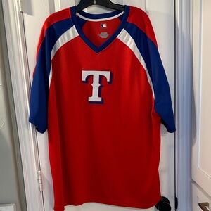 Red and Blue V-Neck Texas Rangers Jersey Shirt 2XL